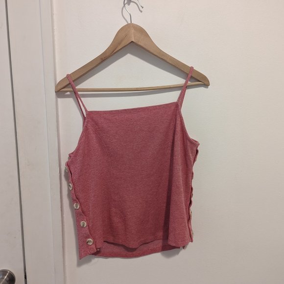 Anthropologie Meadow Rue Red Side Button Tank - Picture 6 of 7